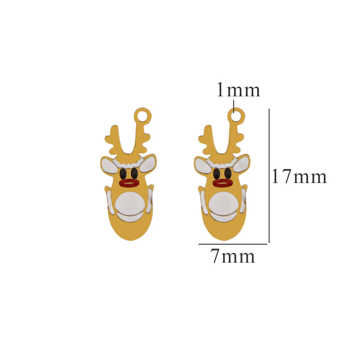 White / 1 Piece Simple Series Cute Cartoon Elk Stainless Steel  Gold Color Unisex Pendants Picture3